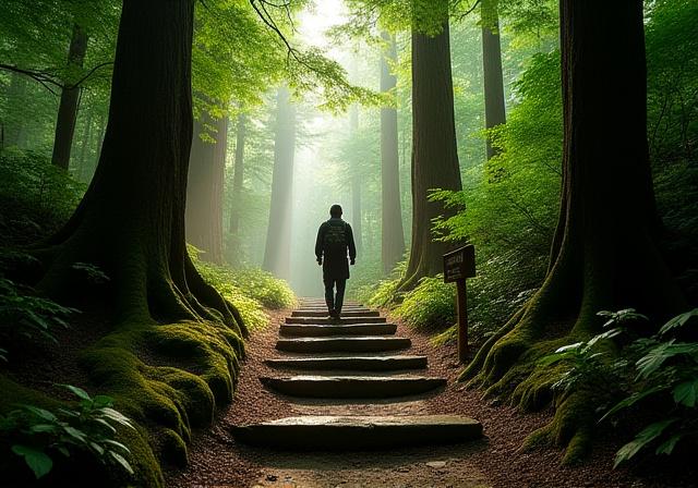 熊野古道を歩く巡礼者